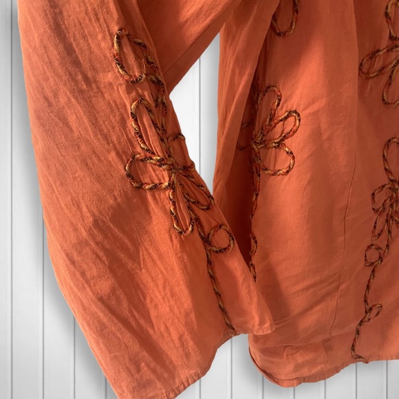 BIB Size 18 Beautiful lightweight 100% Cotton Boho Long Sleeve Top - Picture 5 of 8